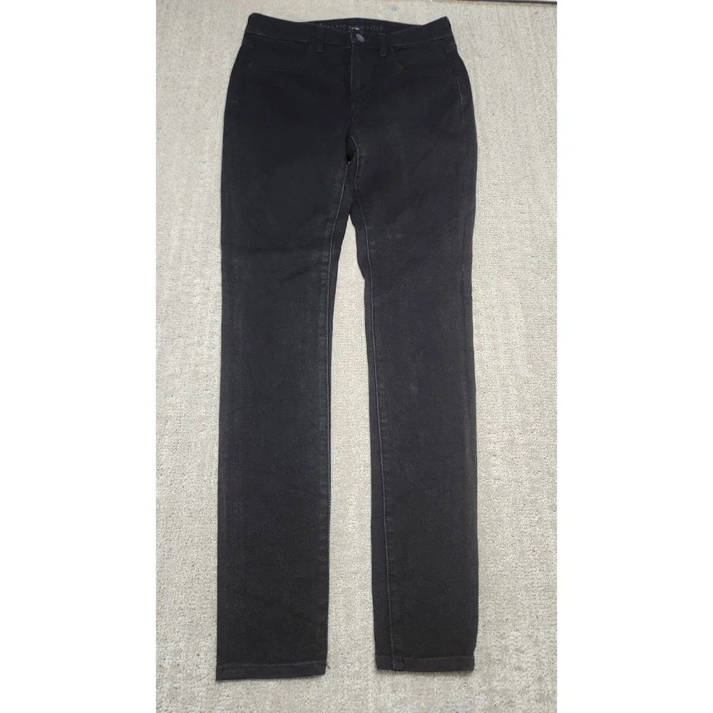 American Eagle Jeans Women 6 Long Hi Rise Jegging Stretch Denim Y2K Black Preppy